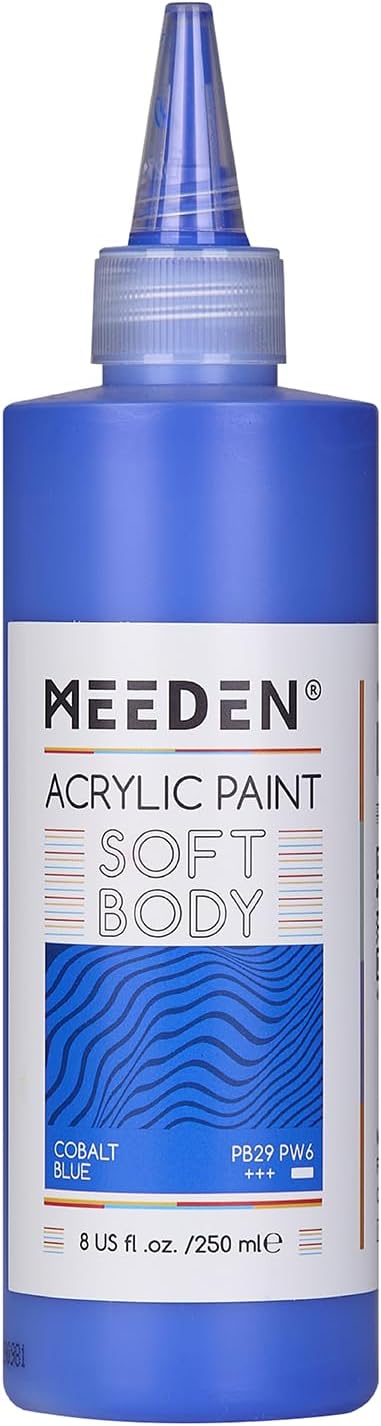 MEEDEN Cobalt Blue Acrylic Paint: Matte Finish 250ml/8.45oz Soft Body Bulk by MEEDEN