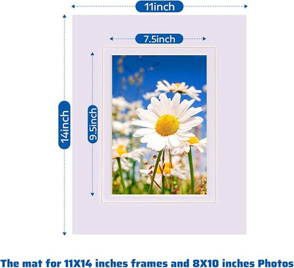 HOTUO 10 Pack Acid Free White Picture Frame Mats, Pre-Cut 11x14 Picture Mats - Image 2