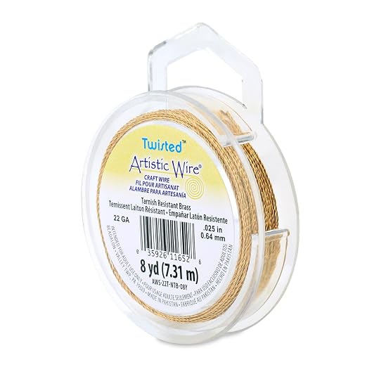 Artistic Wire, 22 Gauge / .64 mm Tarnish Resistant Brass Craft Wire, Round Twist by ArtisticWire
