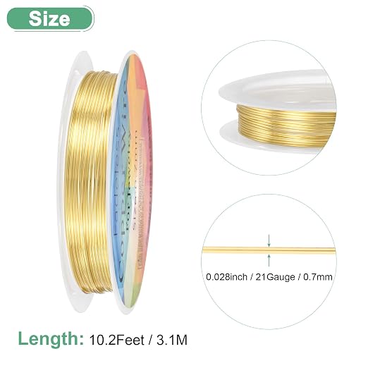 0.7 mm/21 Gauge Copper Wire for Jewelry Making, 10.2FT Copper Beading Craft - Image 3