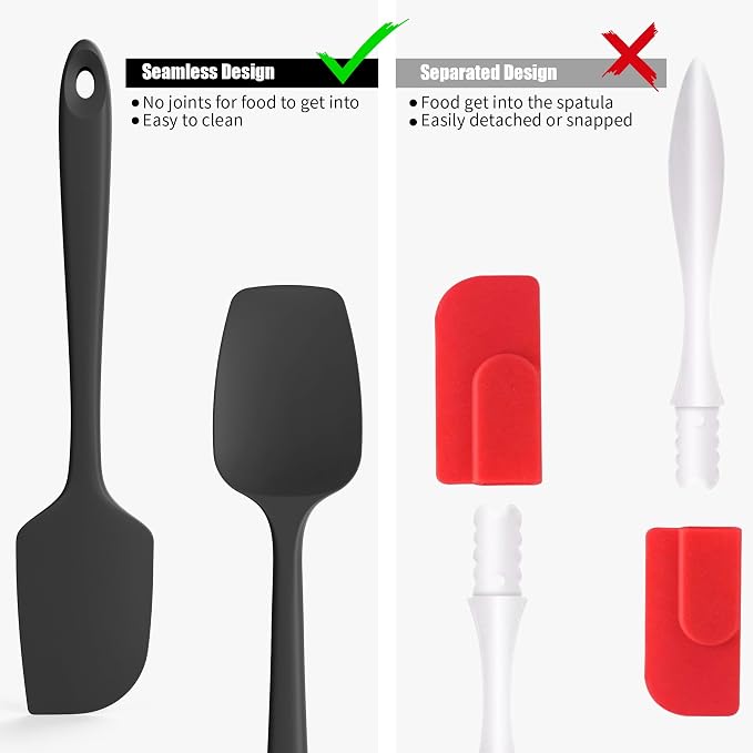 2-Piece Silicone Scraper & Spoon Spatulas: Doosu 600°F Heat Resistant Food - Image 8
