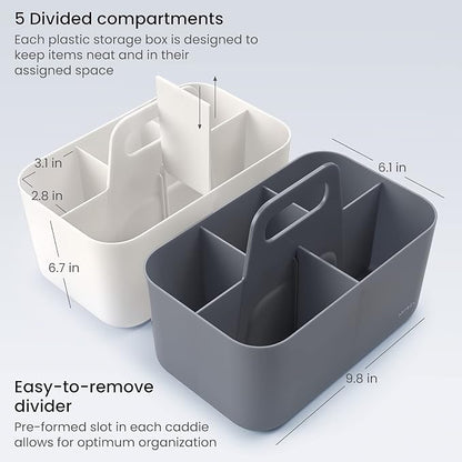 ARTEZA Storage Caddy Pack of 2, 5-Compartment Plastic Caddy Organizer - Image 3