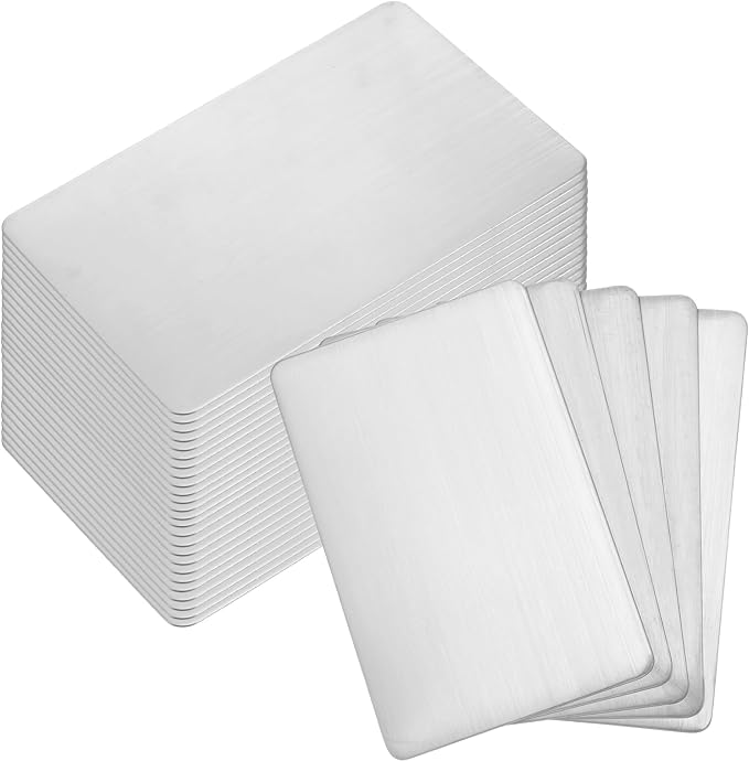 30 Pieces 304 Stainless Steel Metal Business Cards Blank Steel Laser Engraving by Unknown