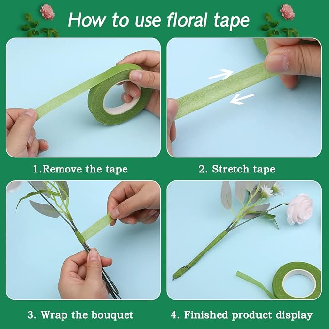 6 Rolls Floral Tape, 1/2" by 180Yard Green Floral Tape - Image 4