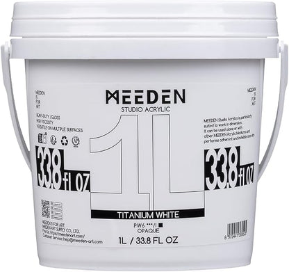 MEEDEN Titanium White Acrylic Paint: 1 L /33.8 oz Heavy Body Gloss Acrylic by MEEDEN