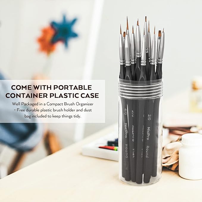 Nicpro 15 PCS Micro Fine Detail Paint Brush Set, Small Miniature Fine Tip - Image 9