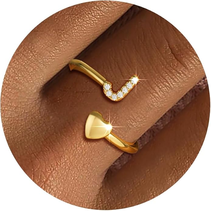 Gold Initial Rings for Women Girls, Dainty 14K Gold Plated Adjustable Initial by FezodoJewelry