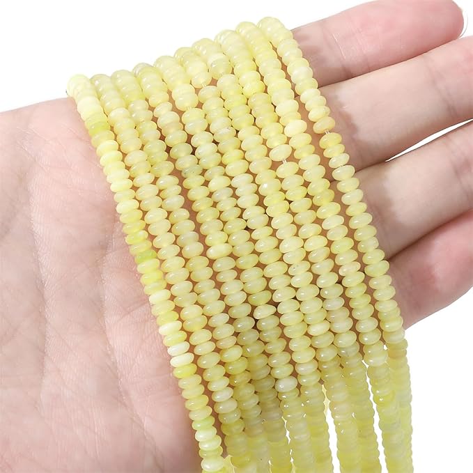 Natural Lemon Jade Disk Stone Beads 4x2mm 160pcs Rondelle Loose Semi Gemstone - Image 2