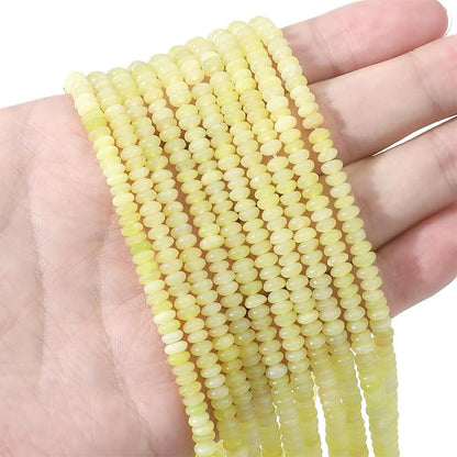 Natural Lemon Jade Disk Stone Beads 4x2mm 160pcs Rondelle Loose Semi Gemstone - Image 2