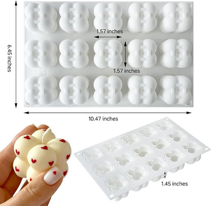 JDH 3D Bubble Candle Silicone Molds 15 Cavity Cube Silicone Candle Molds Soap - Image 2