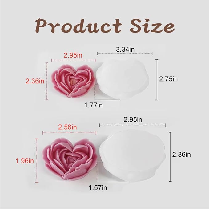 2Pack Heart Candle Mold, Heart Rose Silicone Molds - Image 2