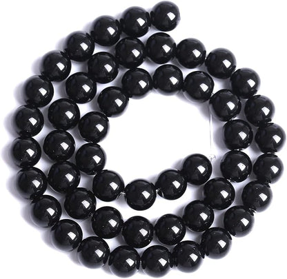 8mm 51pcs Natural Black Agates Onyx Stone Beads Smooth Round Loose Spacer Beads - Image 6