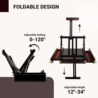 Large Walnut Sketchbox Table-Top Easel - Image 4