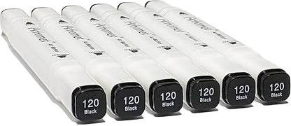 6pcs Black Alcohol Markers Set, Dual Tips Art Markers Drawing Sketched Double by Arhomet