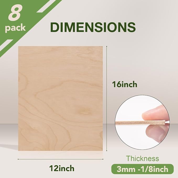 8 Pack Birch Plywood Sheets, 3mm Plywood - Image 2