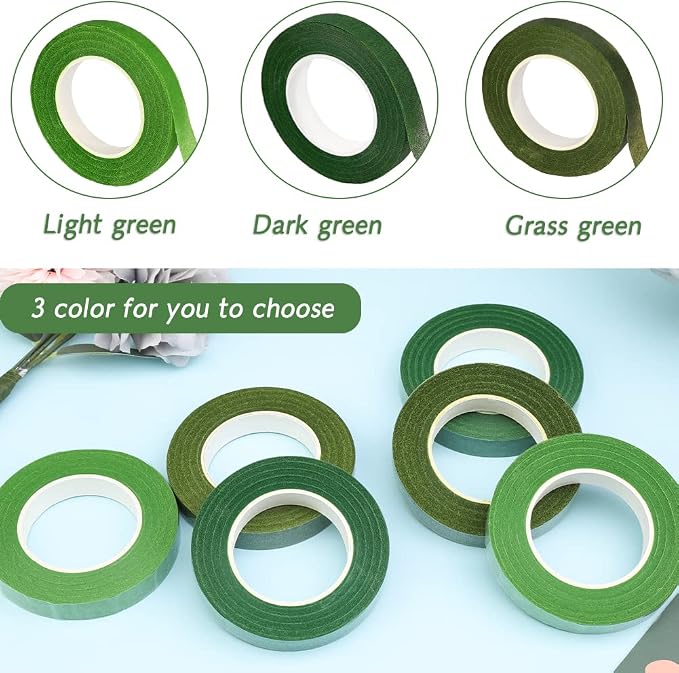 6 Rolls Floral Tape, 1/2" by 180Yard Green Floral Tape - Image 3