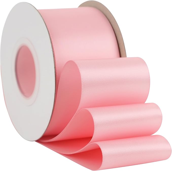 HUIHUANG Pink Satin Ribbon 2 inch Wide Double Faced Satin Ribbon Pink Ribbon - Image 7