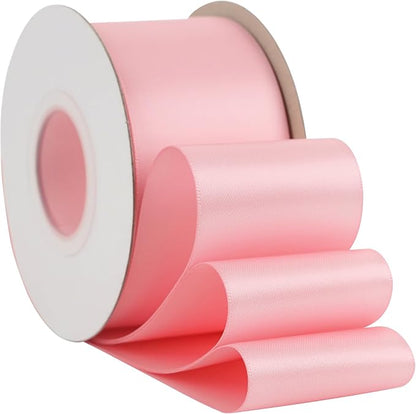 HUIHUANG Pink Satin Ribbon 2 inch Wide Double Faced Satin Ribbon Pink Ribbon - Image 7