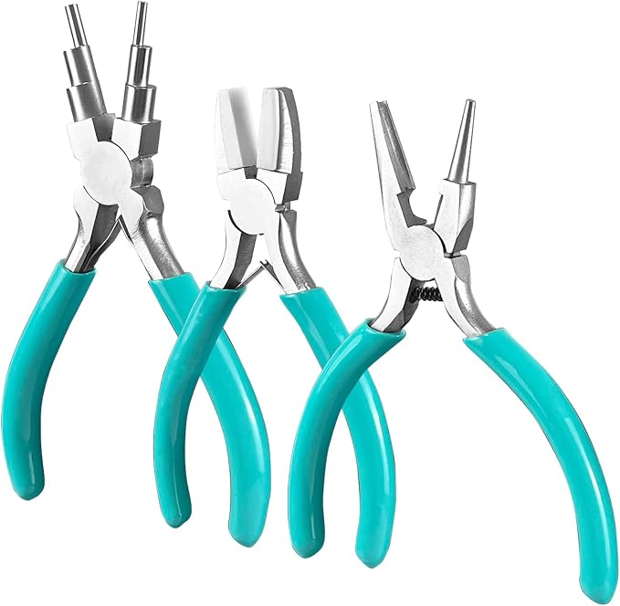 3-Piece jewelry pliers set includes a 6-in-1 bail making looping pliers by Unknown