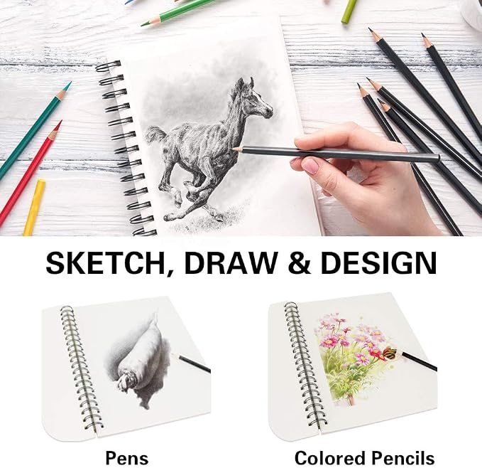 conda 9"x12" Sketch Book Set, 2 Pack, 120 Sheets, Spiral Bound Marker Pad - Image 4