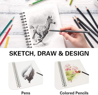 conda 9"x12" Sketch Book Set, 2 Pack, 120 Sheets, Spiral Bound Marker Pad - Image 4