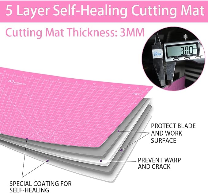 Headley Tools 18"x12" Thickened Self Healing Cutting Mat, A3 Rotary Cutting - Image 3