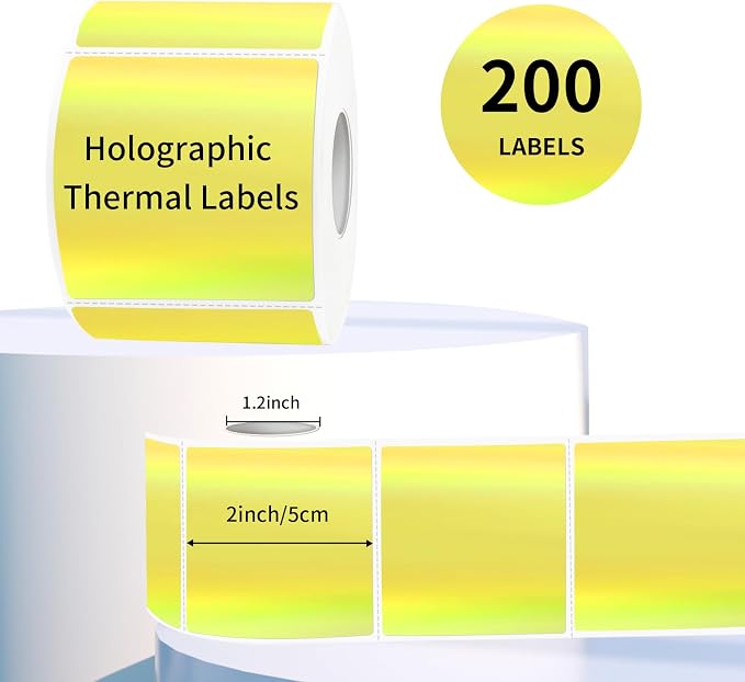 Square Thermal Labels Stickers 2" x 2", Holographic Thermal Stickers Labels - Image 2