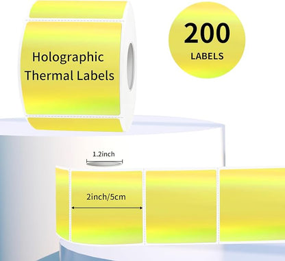 Square Thermal Labels Stickers 2" x 2", Holographic Thermal Stickers Labels - Image 2