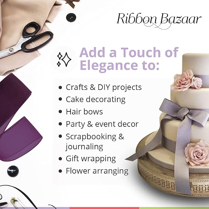 Ribbon Bazaar Sheer Organza Wired Ribbon - Image 5