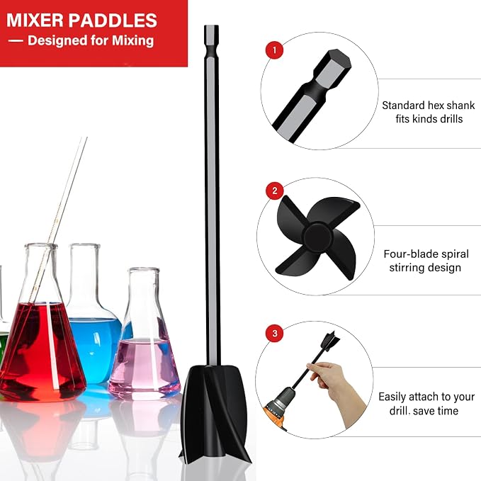 8 Pcs Resin Mixer Paddles for Resin Drill, Epoxy Mixer Attachment for Drill - Image 3