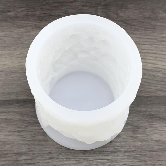 Flower Cylinder Candle Mold Floral Leaf Pillar Thick Silicone Mold - Image 5