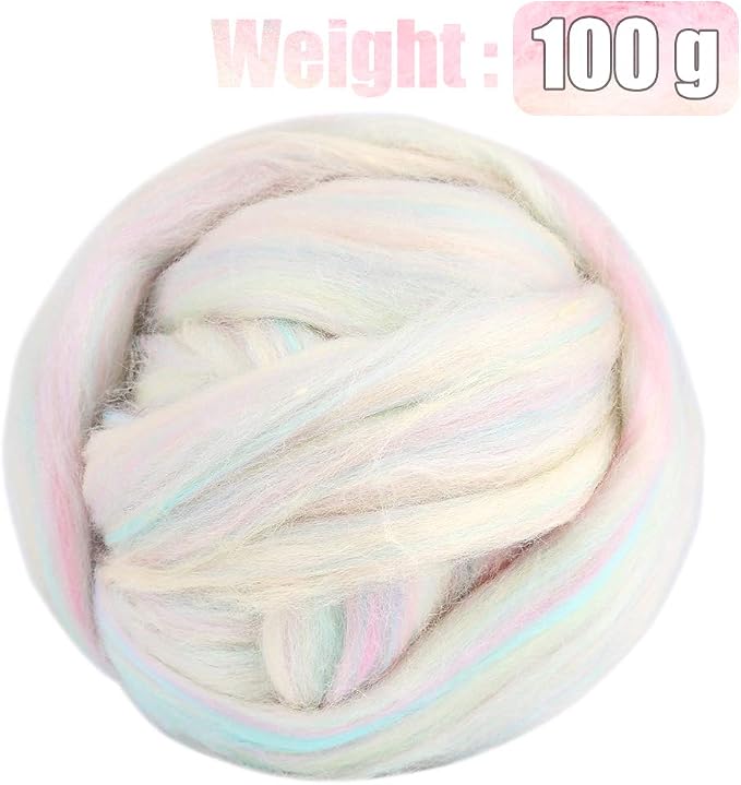 3.53oz Wool Roving Yarn, Fiber Roving Wool Top, Needle Felting Supplies - Image 2