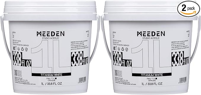 MEEDEN Titanium White Acrylic Paint: 2 Pack 1 L /33.8 oz Heavy Body Gloss by MEEDEN
