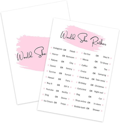 Would She Rather, Birthday Party Games, Girl Birthday Sleepover Party Favor by ZEDEV