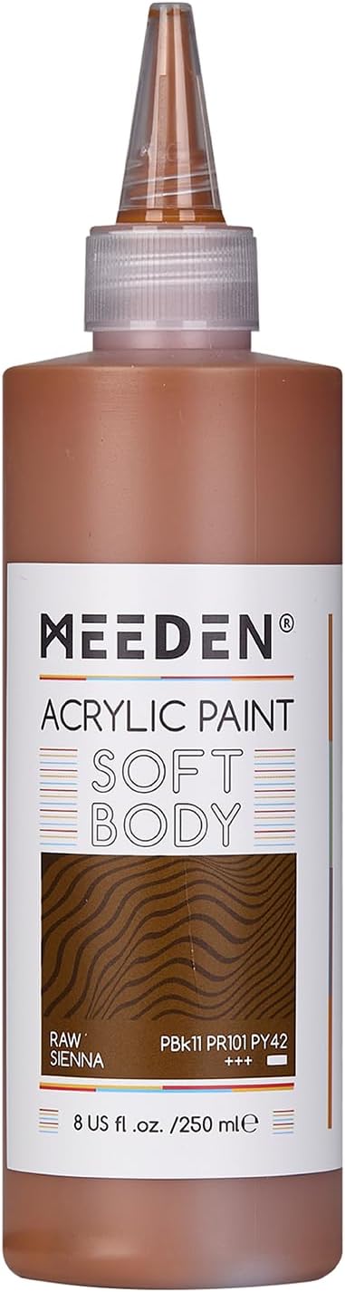 MEEDEN Raw Sienna Acrylic Paint: Matte Finish 250ml/8.45oz Soft Body Bulk by MEEDEN