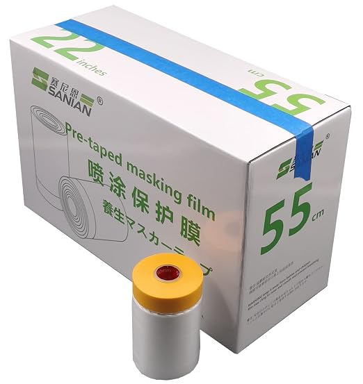 Pre-Taped Masking Film Film and Masking Tape in one Plastic Tape and Drape Roll by sanian