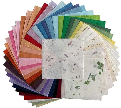 50 Sheets 6 x 6 Inches Natural Fiber Mulberry paper Sheets Square Origami Paper by RATREE888