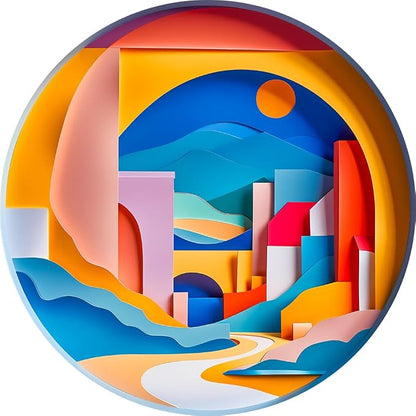 Bgraamiens 3D Visual Sunrise in The Distance 1000 Pieces Round Puzzle by Bgraamiens
