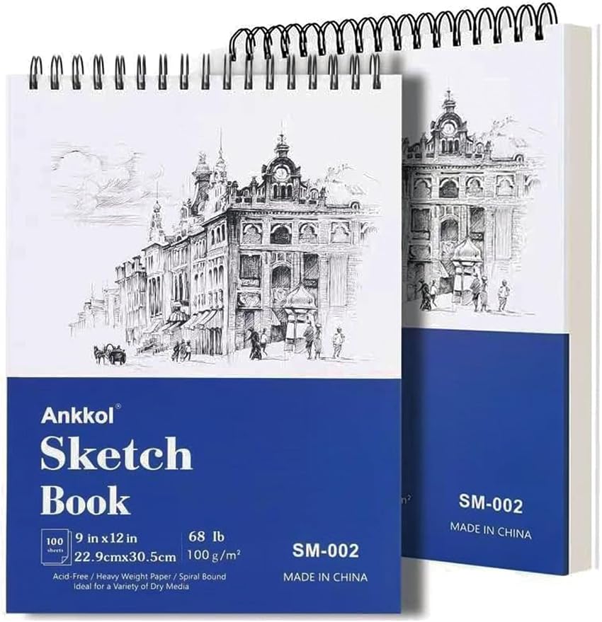 9" x 12" Sketch Book Set, Drawing Paper Pad, Double-Sided Hardcover Sketchbook - Image 8