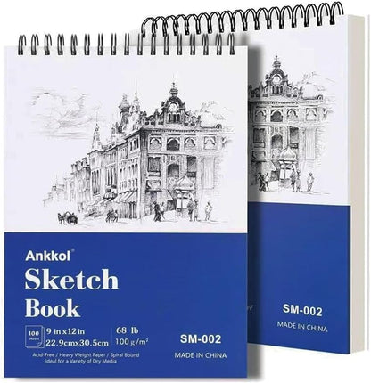 9" x 12" Sketch Book Set, Drawing Paper Pad, Double-Sided Hardcover Sketchbook - Image 8
