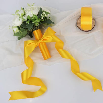 Yellow Solid Satin Ribbon 1-1/2 Inch 25 Yards Solid Polyester Fabric Ribbon - Image 6
