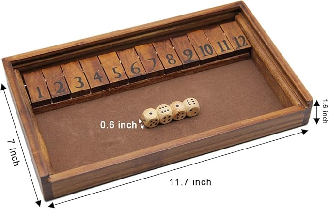 Juegoal Shut The Box Wooden Board Dice Game - Image 2