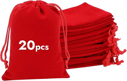 Shintop 20pcs Velvet Bags with Drawstrings, 4x6inch Red Gift Bags Jewelry by Shintop