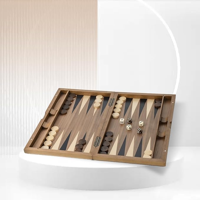 GSE Games & Sports Expert Premium Wooden Folding Inlay Backgammon Board Set - Image 7