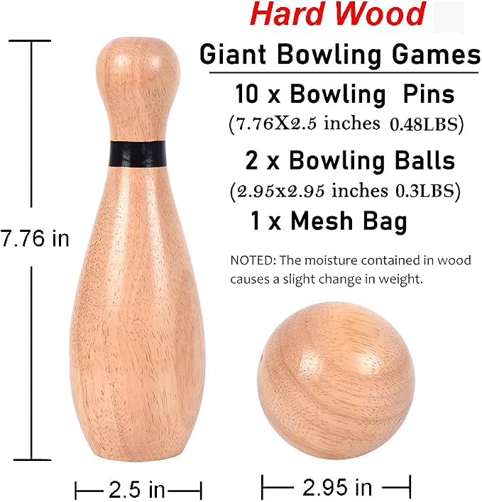 NI-ROU Outdoor Giant Lawn Bowling Games Rubber Wooden Lawn Set Fun Sports Games - Image 2