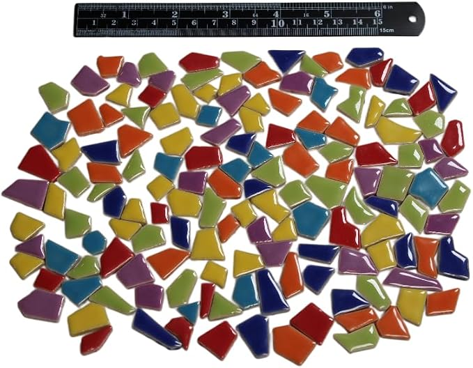 Ceramic Mosaic Tiles for Crafts & Art Projects 200 Grams Vibrant Colors Pieces - Image 2