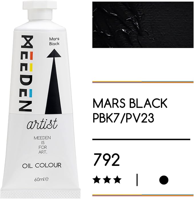 MEEDEN Artist Grade Oil Paint: Mars Black - 60ml/2oz Tube - Professional Art - Image 2