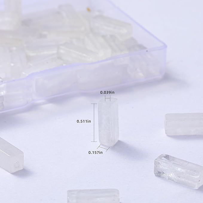 Natural White Crystal Rectangle Tube Beads 4x13mm 38cm/str Loose Semi Gemstone - Image 3