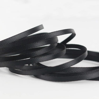 HUIHUANG Solid Color Satin Ribbon 1/8 inch x 100 Yards Roll Ribbon Thin Black - Image 2