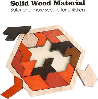 Skrtuan Wooden Puzzle Hexagon Tangram Puzzle - Image 4